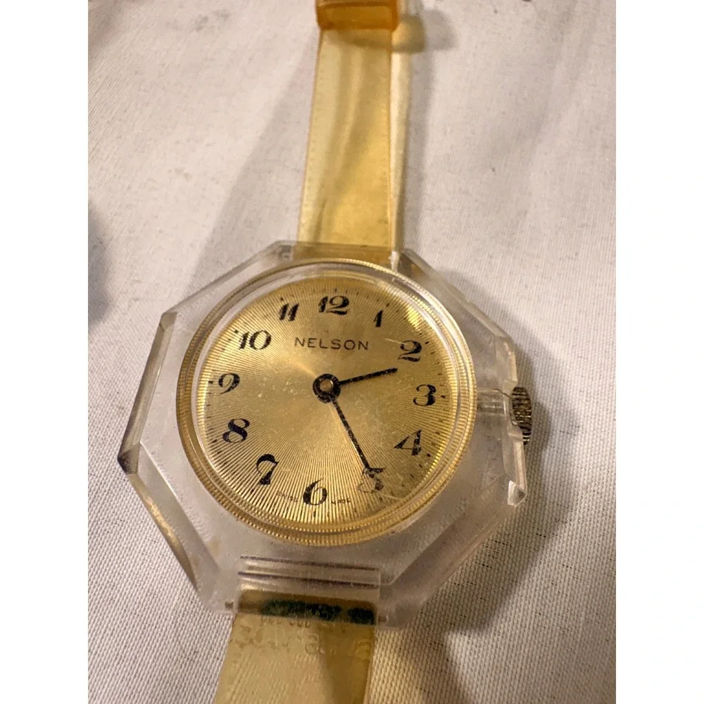 Vintage Transparent Watch Lot Nelson Le Watch Customtime Digital Jelly Skeleton
